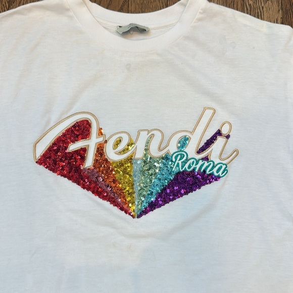 Fendi rainbow sequin cropped t shirt - Picture 3 of 7